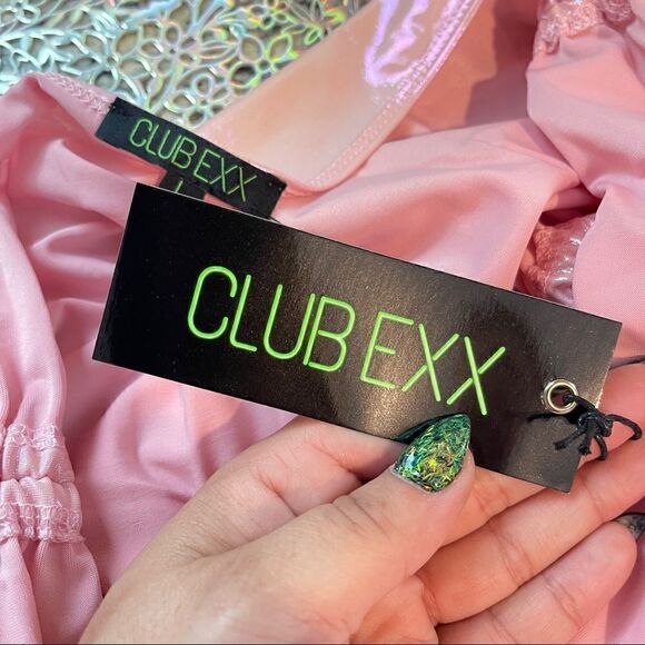 NWT xx Club Ex one night only shimmer beaded halter top Sz L - Picture 6 of 10